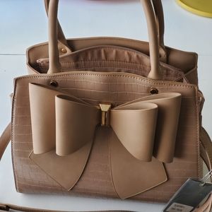 CROSSI  Taupe Crocodile Embossed, Shoulder Strap  Bag 12x10x5.